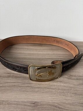 Western Belt "Buckle Silver" Vintage Made In U.S.A Men's